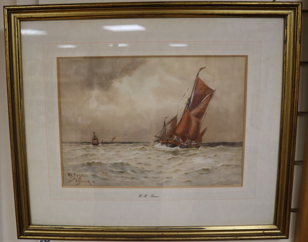 William Henry Pearson, watercolour, Off the Maplin Sands, signed, 25 x 35cm